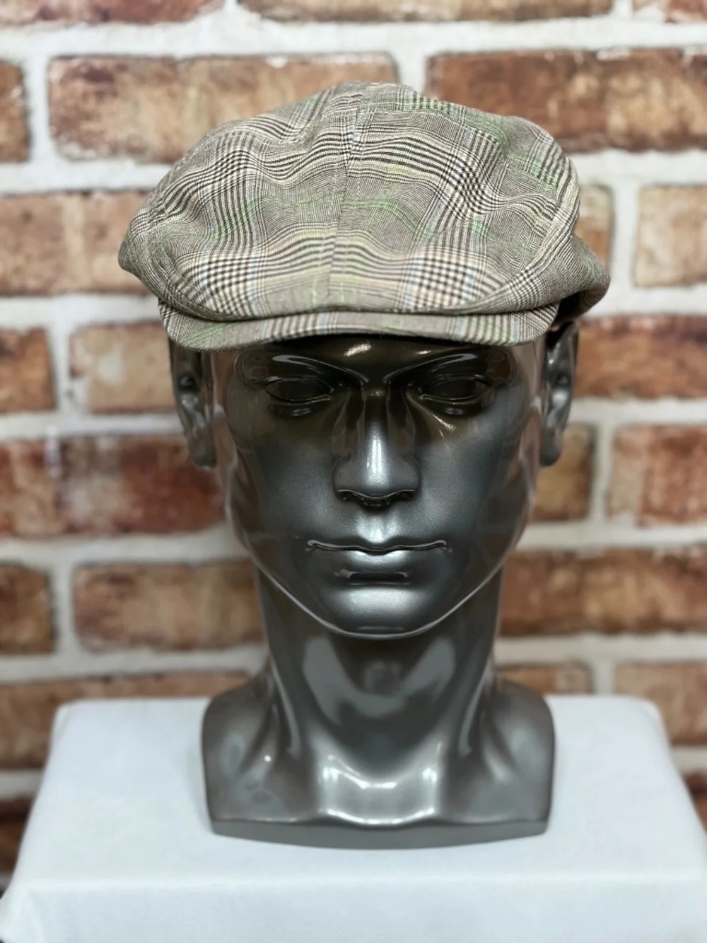 Paddy's Old Irish Whiskey Plaid Ivy Cap Flat Hat Mens Size L Glen Check Promo